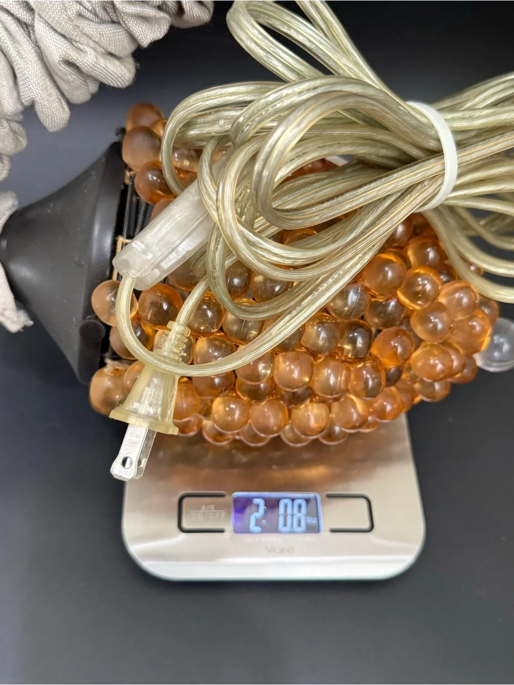 Vintage MCM Lucite Amber Grape Cluster Swag Lamp Ceiling Pendant Hanging Light